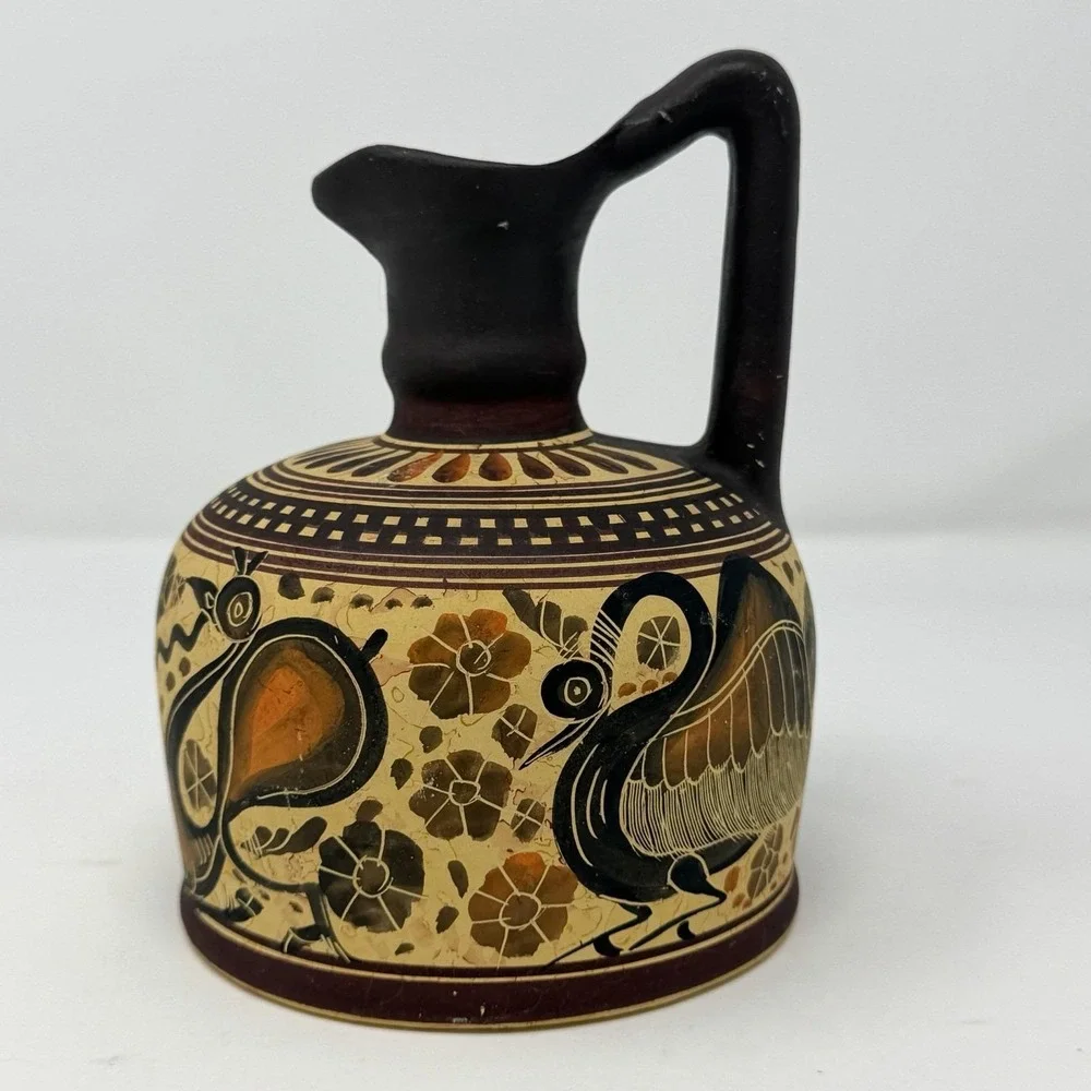 Vtg Greek Corinthian Period 550 BC Oinochoe Jug Reproduction Owl Panther